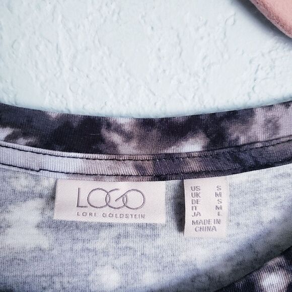 Logo Gray and Black Tie Dye Long Sleeve Tunic with Pockets - Picture 4 of 7